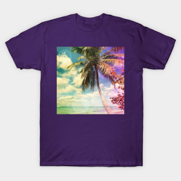 Prismatic Palm Tree on Isla Saona, Dominican Republic T-Shirt by Christine aka stine1